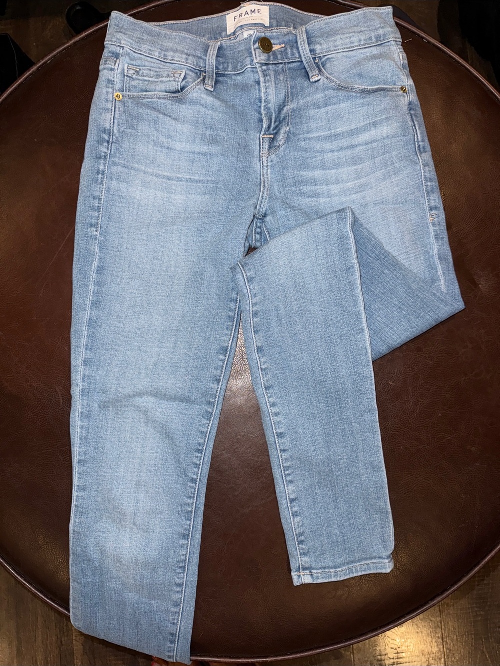 Frame Denim Light Wash Skinny Jeans - Pale Blue